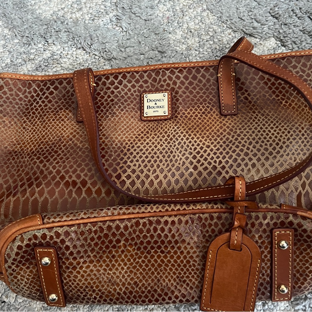 Dooney & Bourke Leather Snakeskin Embossed Charleston Handbag